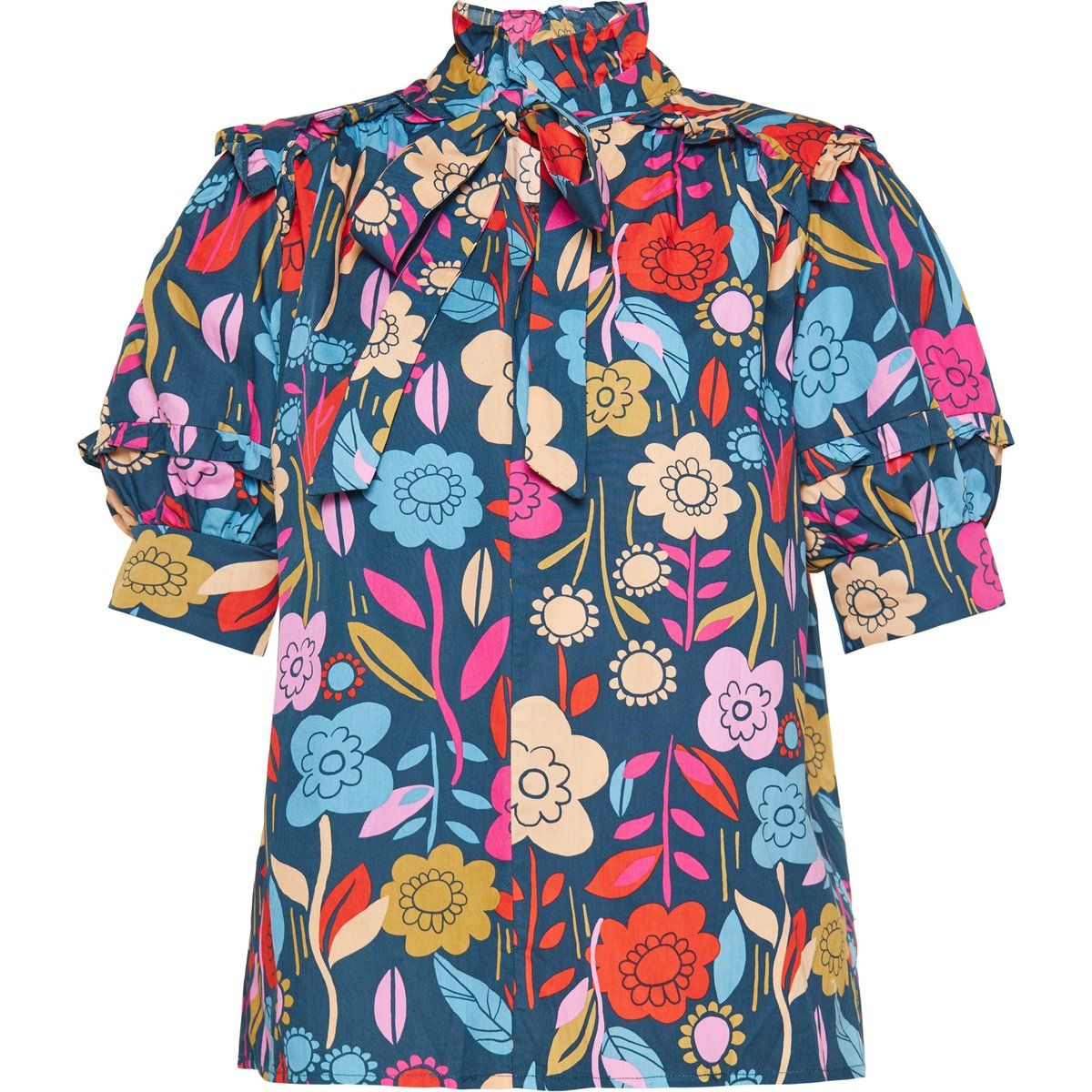 Geblümte Bluse mit Rüschendetails