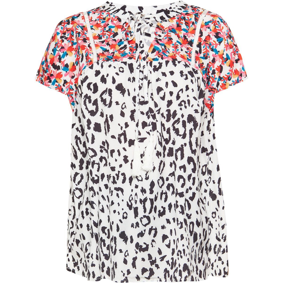 Bluse mit Blumen- und Leopardenmuster