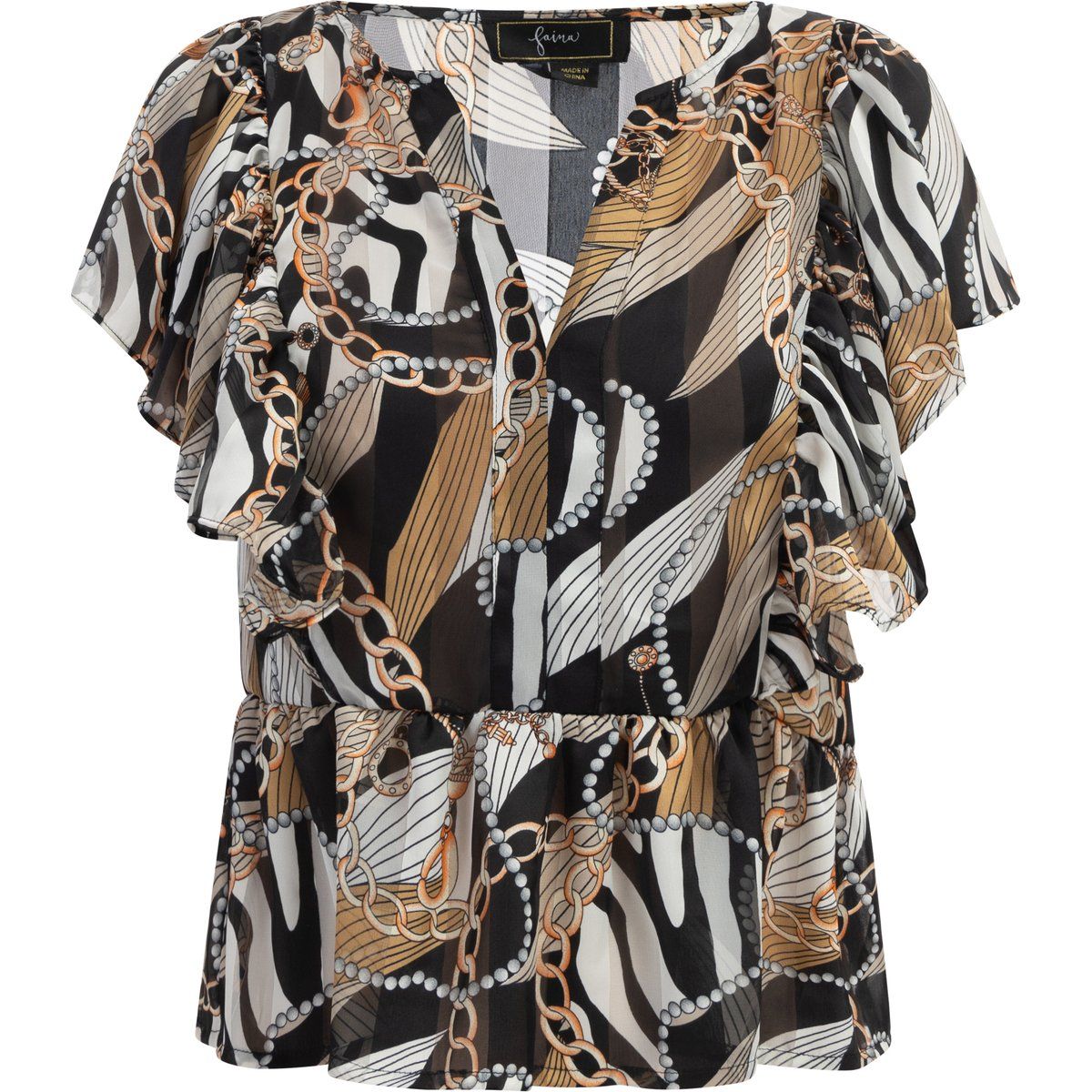 Faina Bluse Damen Schwarz Mehrfarbig