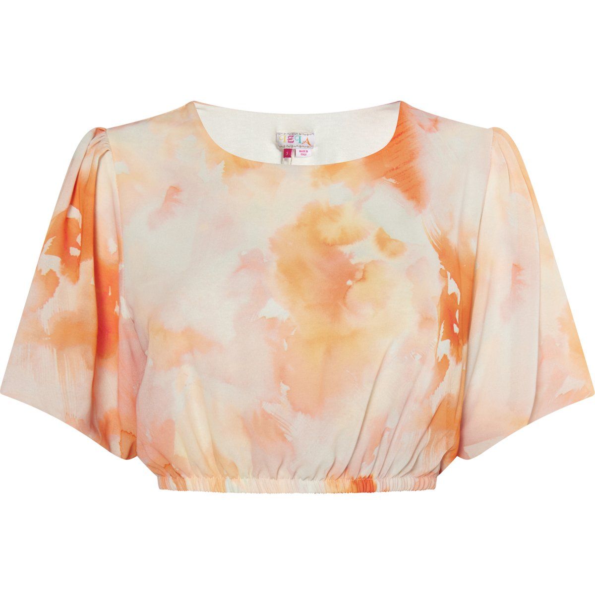 Batik-Kurzbluse mit weiten Ärmeln