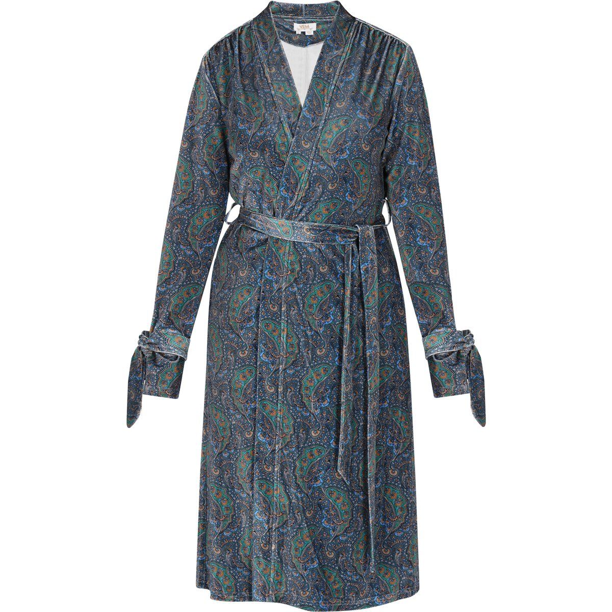 Kimono-Bademantel aus Samt mit Paisley-Muster