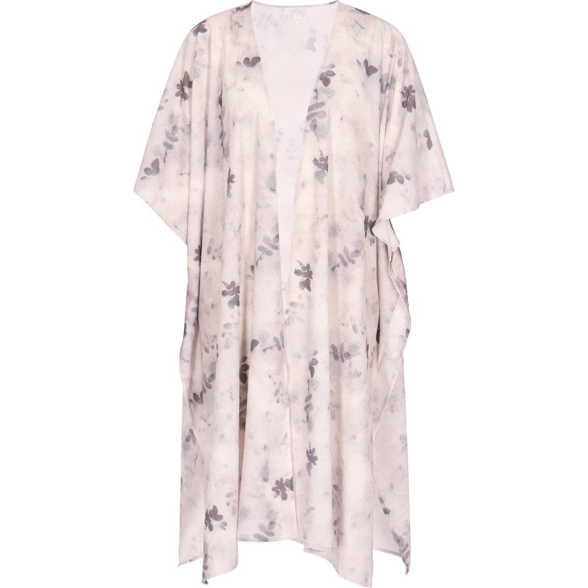 Kimono-Cardigan mit Blumenmuster und offener Vorderseite