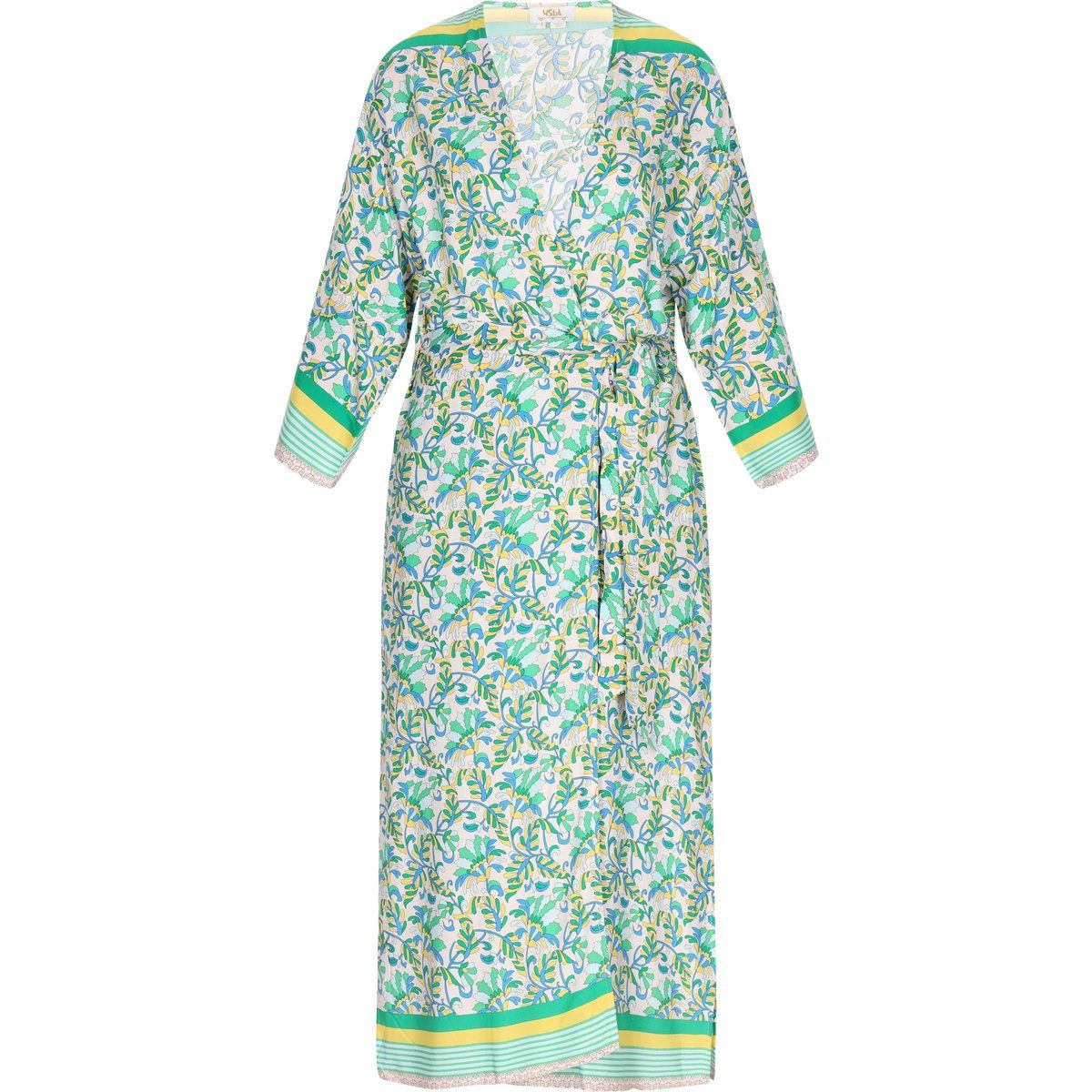 Kimono mit Blumendruck und Bindegürtel