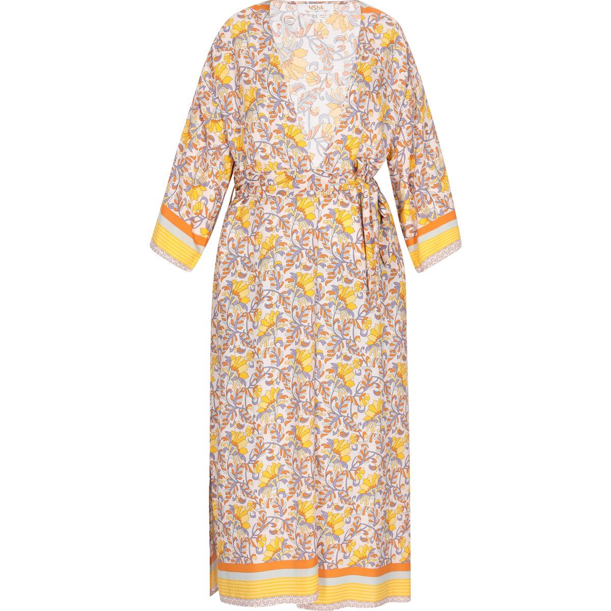 Kimono mit Blumenmuster und Bindegürtel