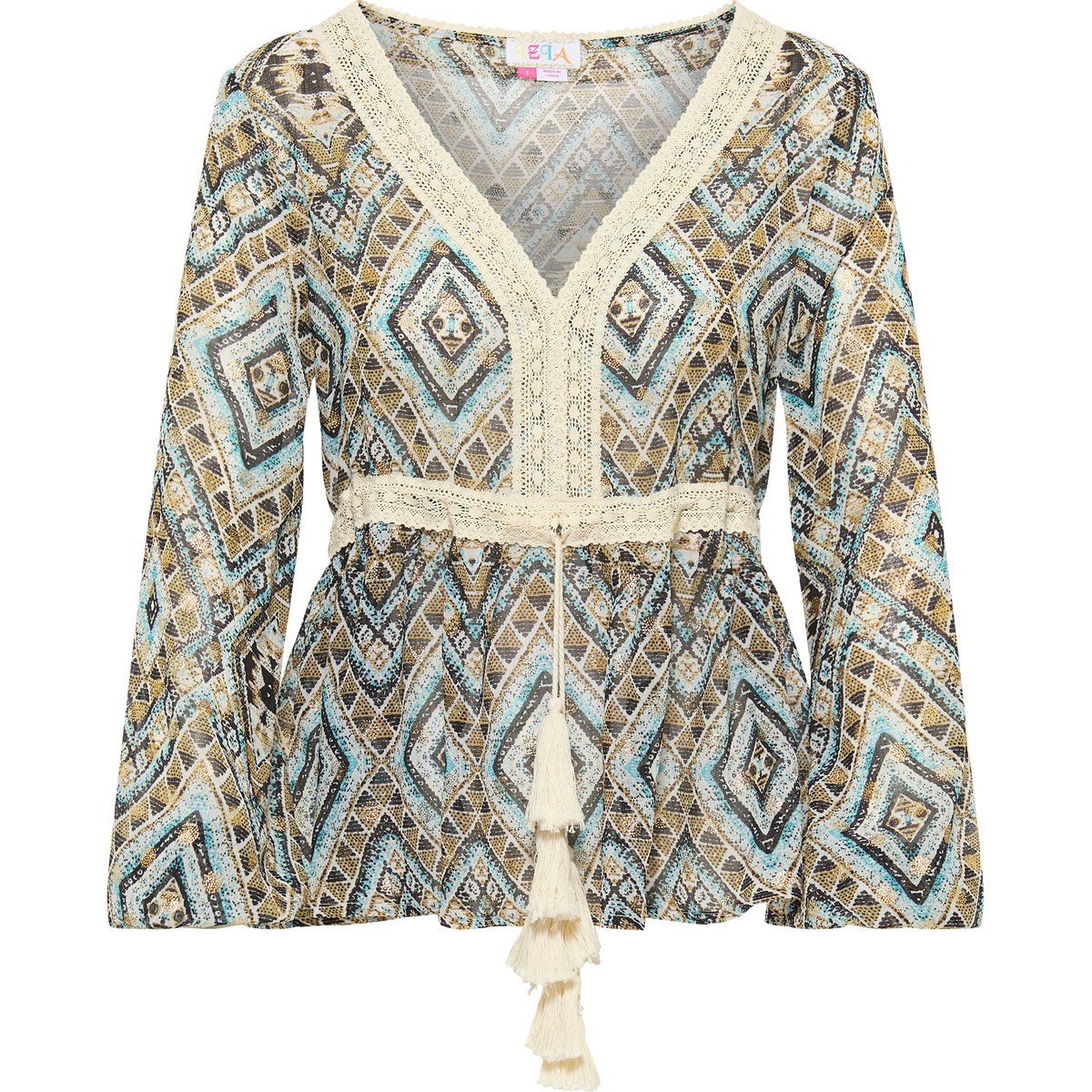 IZIA Tunika langarm Damen Blau Gold
