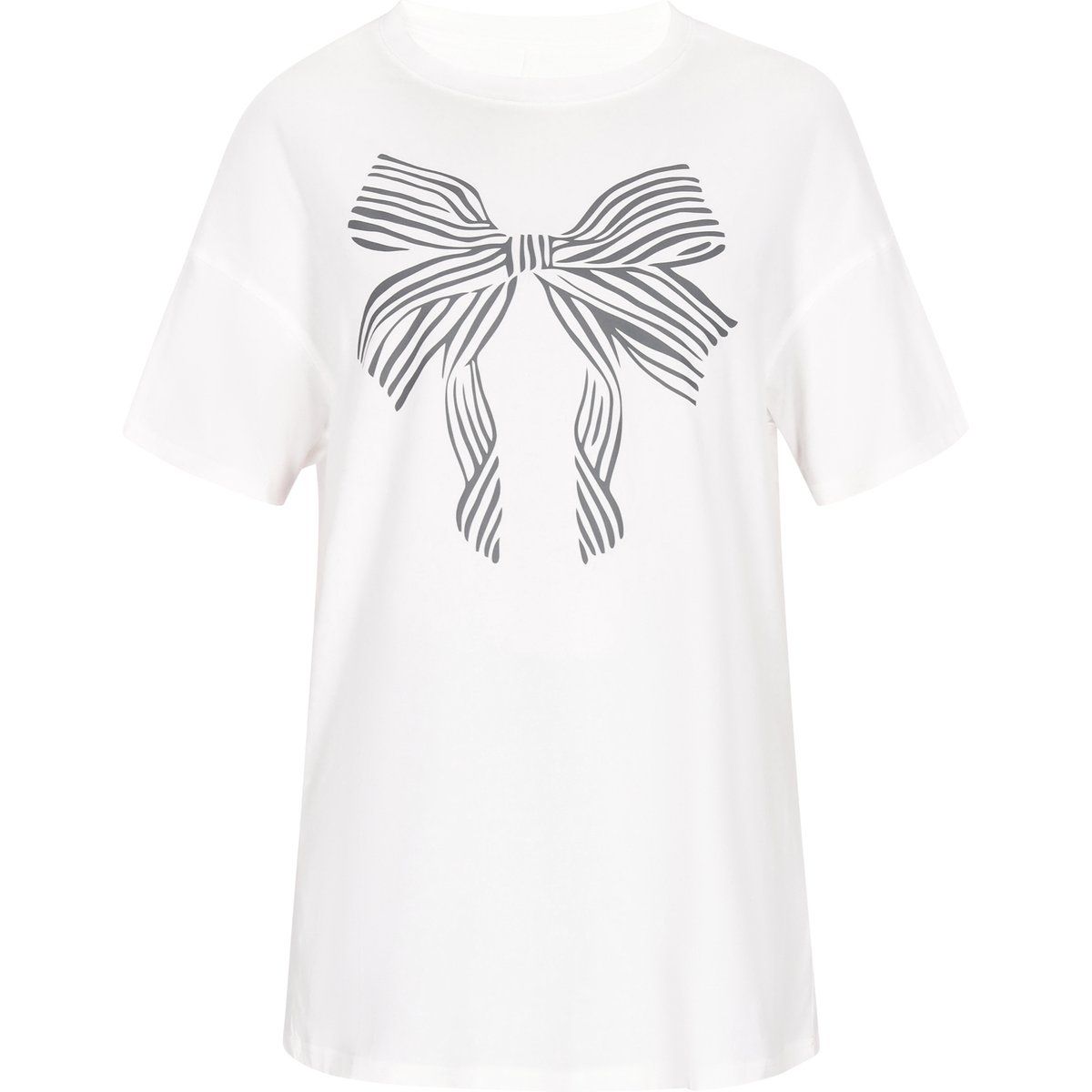 Weißes T-Shirt mit Streifen-Schleifenprint