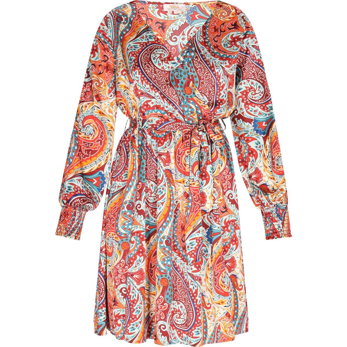 Langärmliges Midikleid mit Paisley-Muster