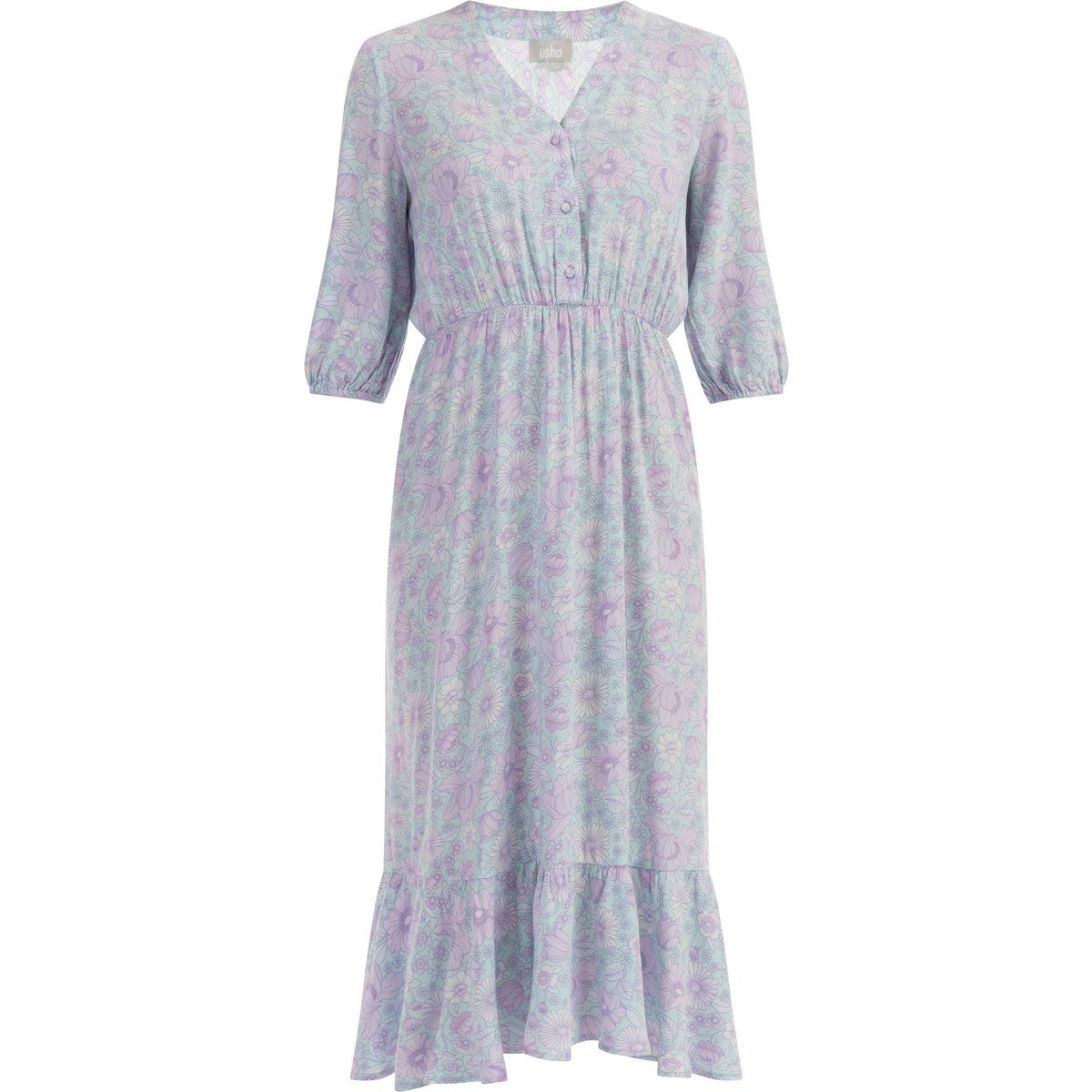 usha Midikleid Damen Türkis Mehrfarbig