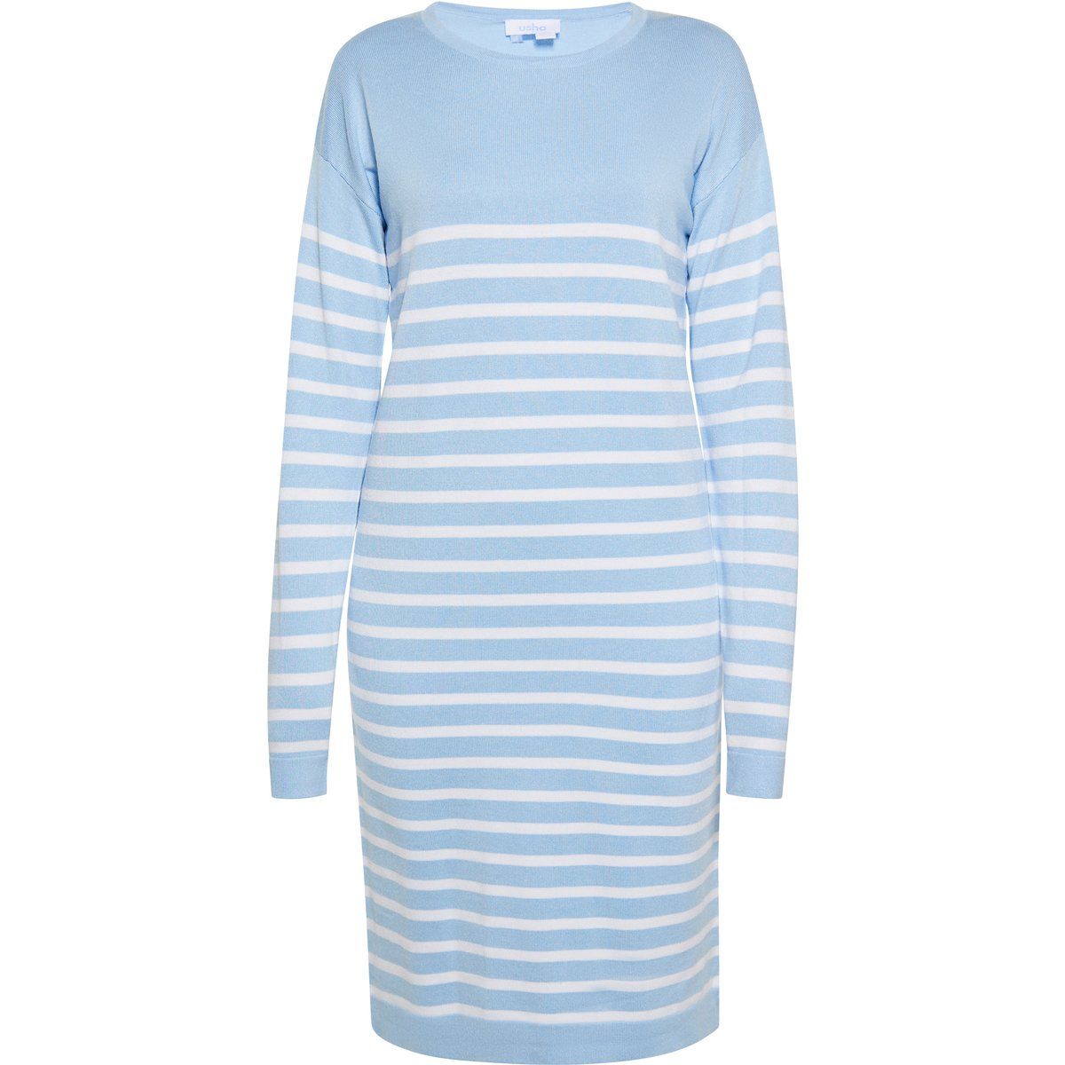 Gestreiftes Strick-Midikleid in Blau