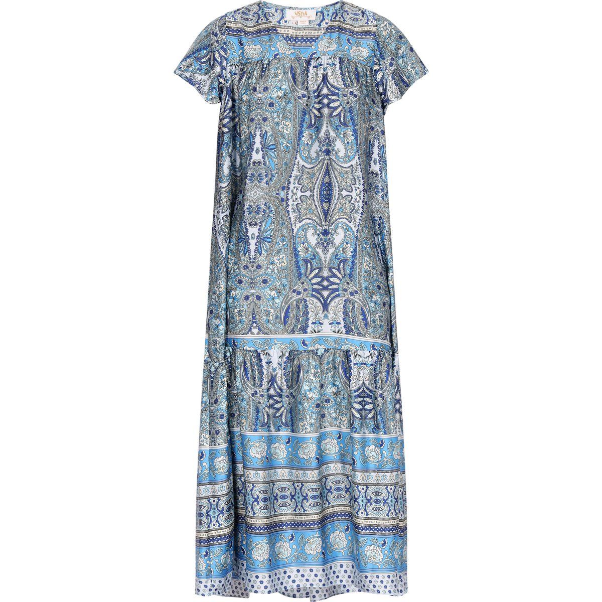 Boho Paisley-Print Stufen-Midikleid