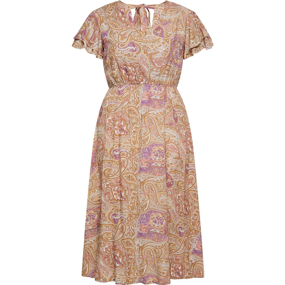 Midikleid mit Paisley-Print und Rüschen