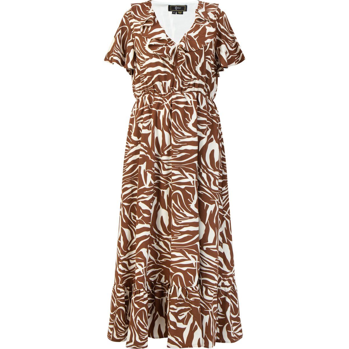 Maxikleid mit Zebra-Print in Braun und Weiß
