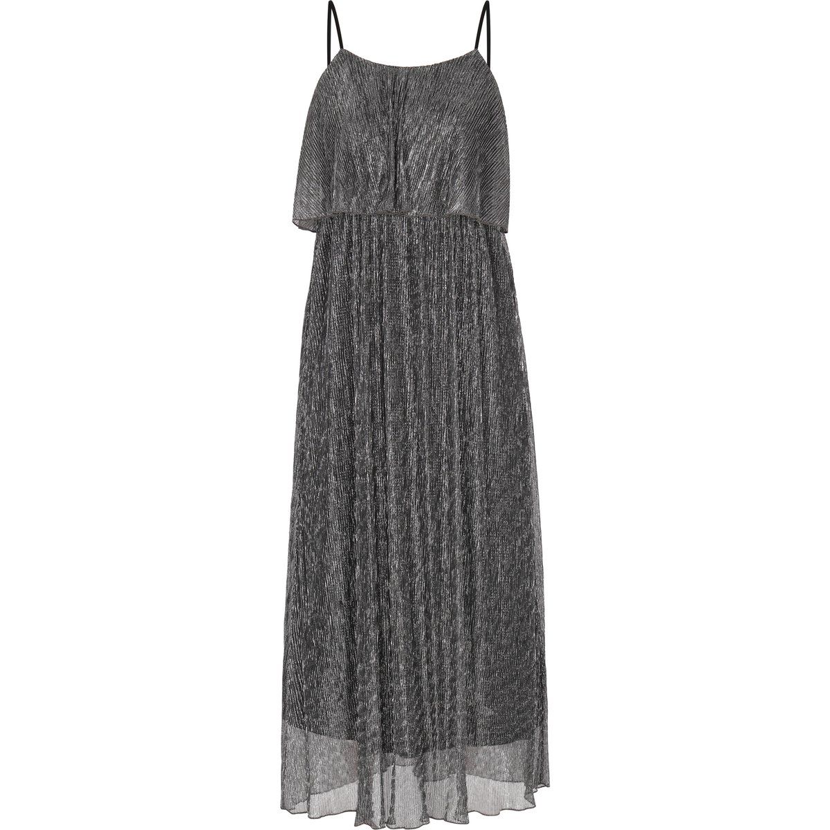 Schimmerndes Metallic-Midi-Kleid mit Überzug
