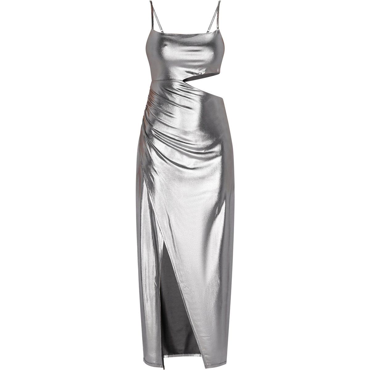 Metallisch Silbernes Maxikleid mit Cutout