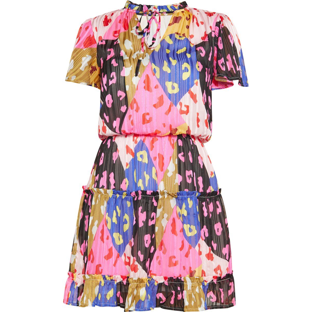Gestuftes Mini-Kleid mit Leopardenmuster