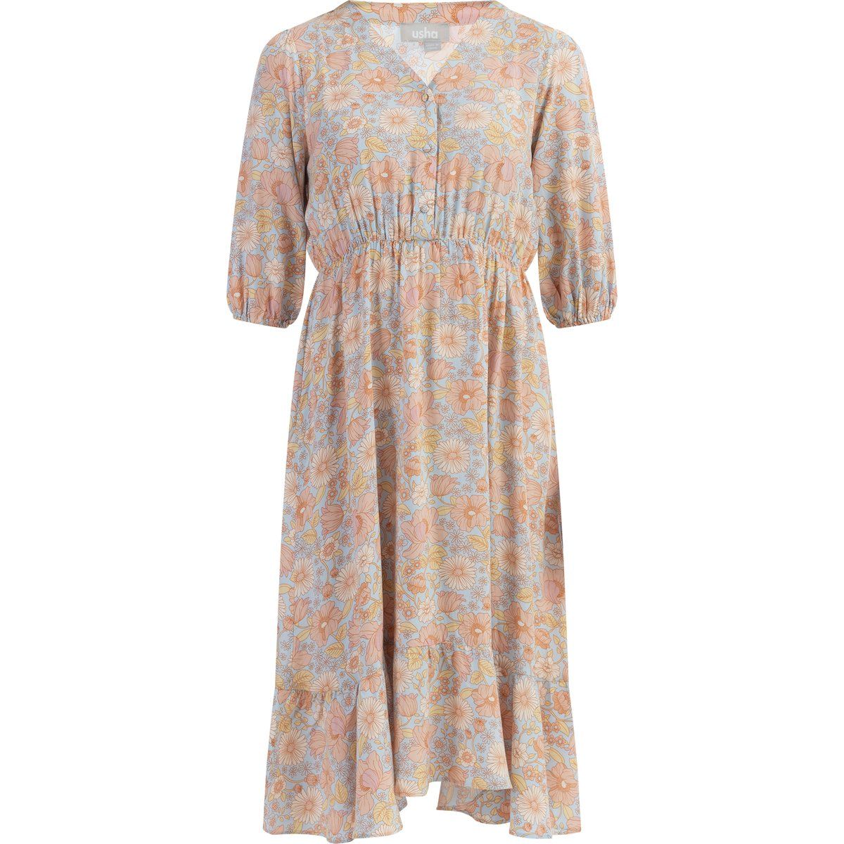 usha Midikleid Damen Blau Mehrfarbig
