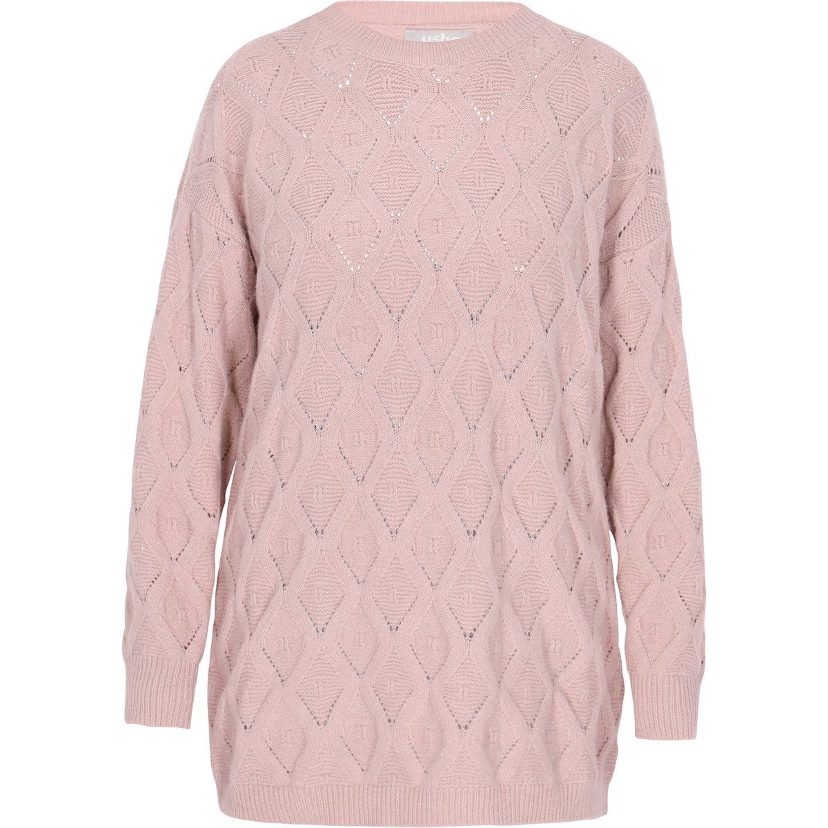 Strickpullover mit Rautenmuster in Rosa