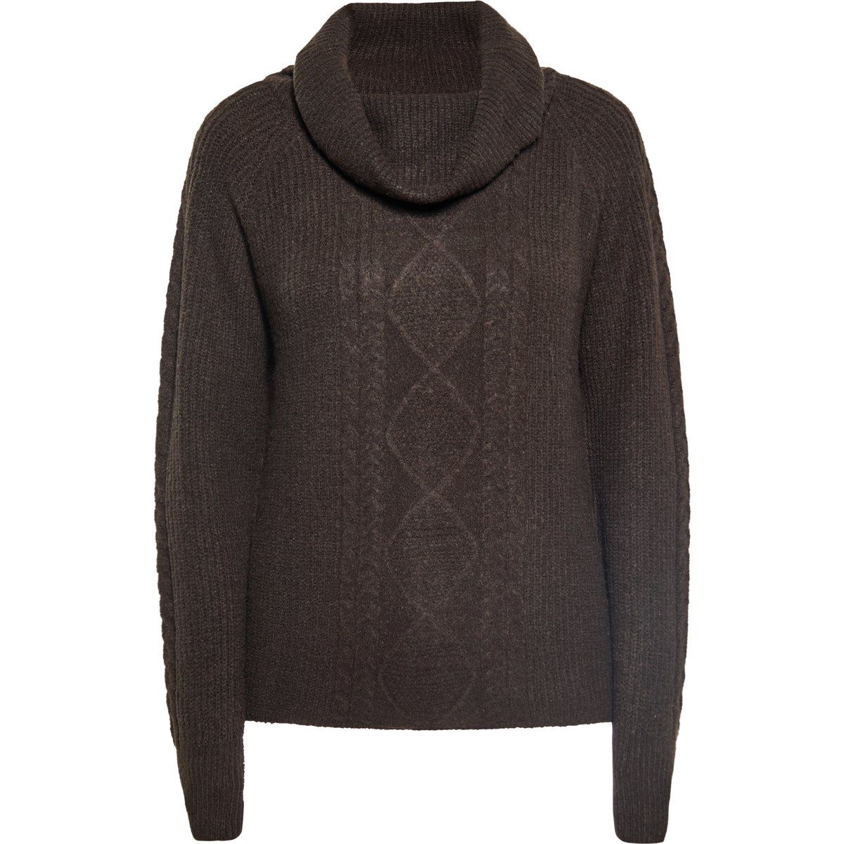 Brauner Rollkragen Zopfmuster Strickpullover