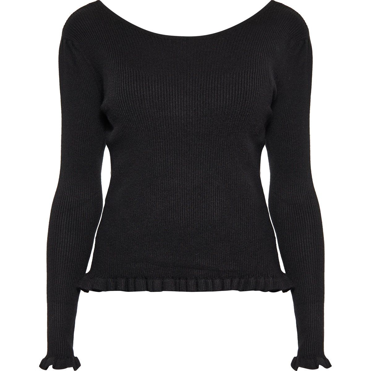 Elegantes Rippstrickoberteil mit Rüschen