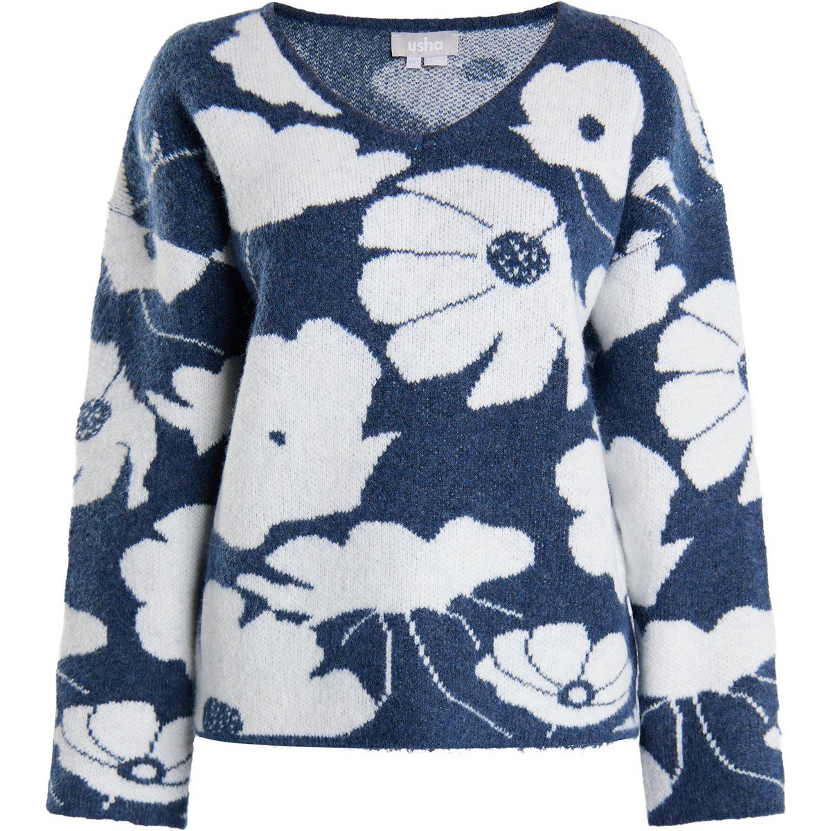 usha Strickpullover Damen marine weiss