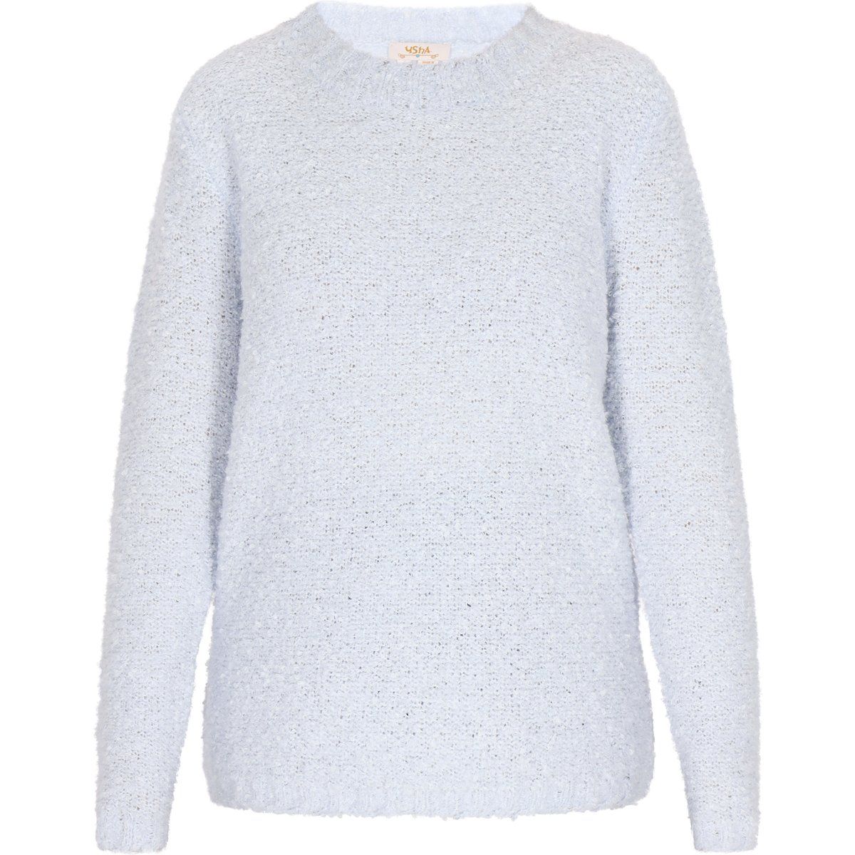 Hellblauer, flauschiger Strickpullover