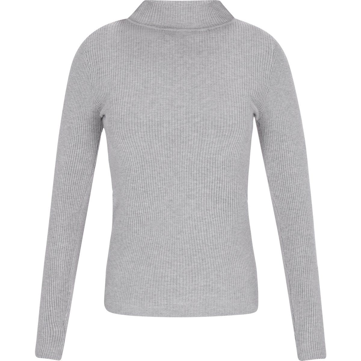 Gerippter Strickpullover mit Stehkragen