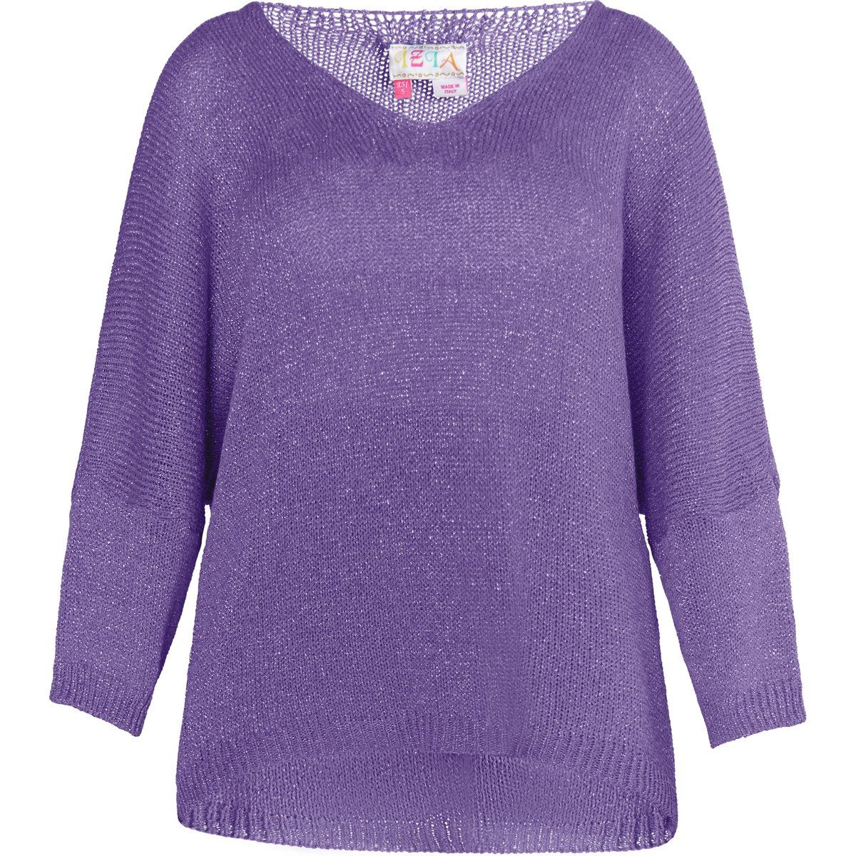 Metallic Strick V-Ausschnitt Pullover