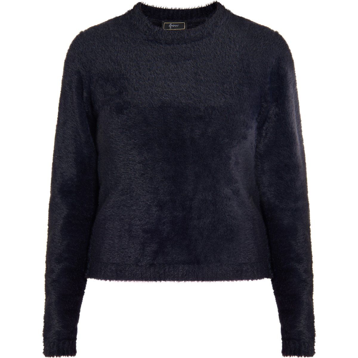 Flauschiger Strickpullover mit Rundhalsausschnitt