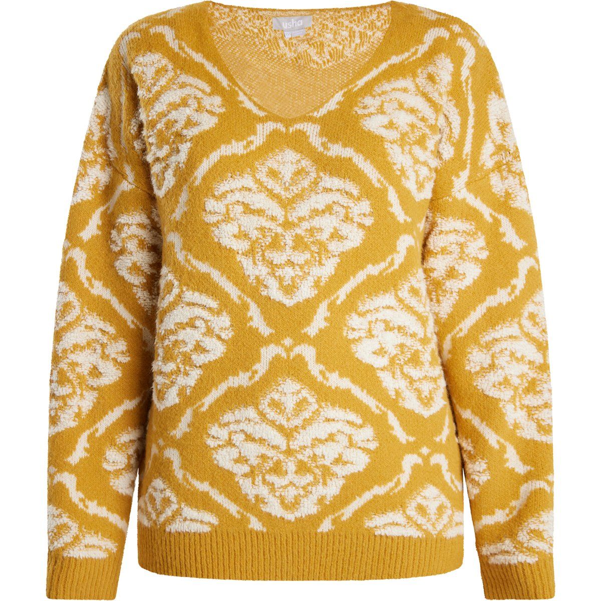 usha Strickpullover Damen Curry Mehrfarbig