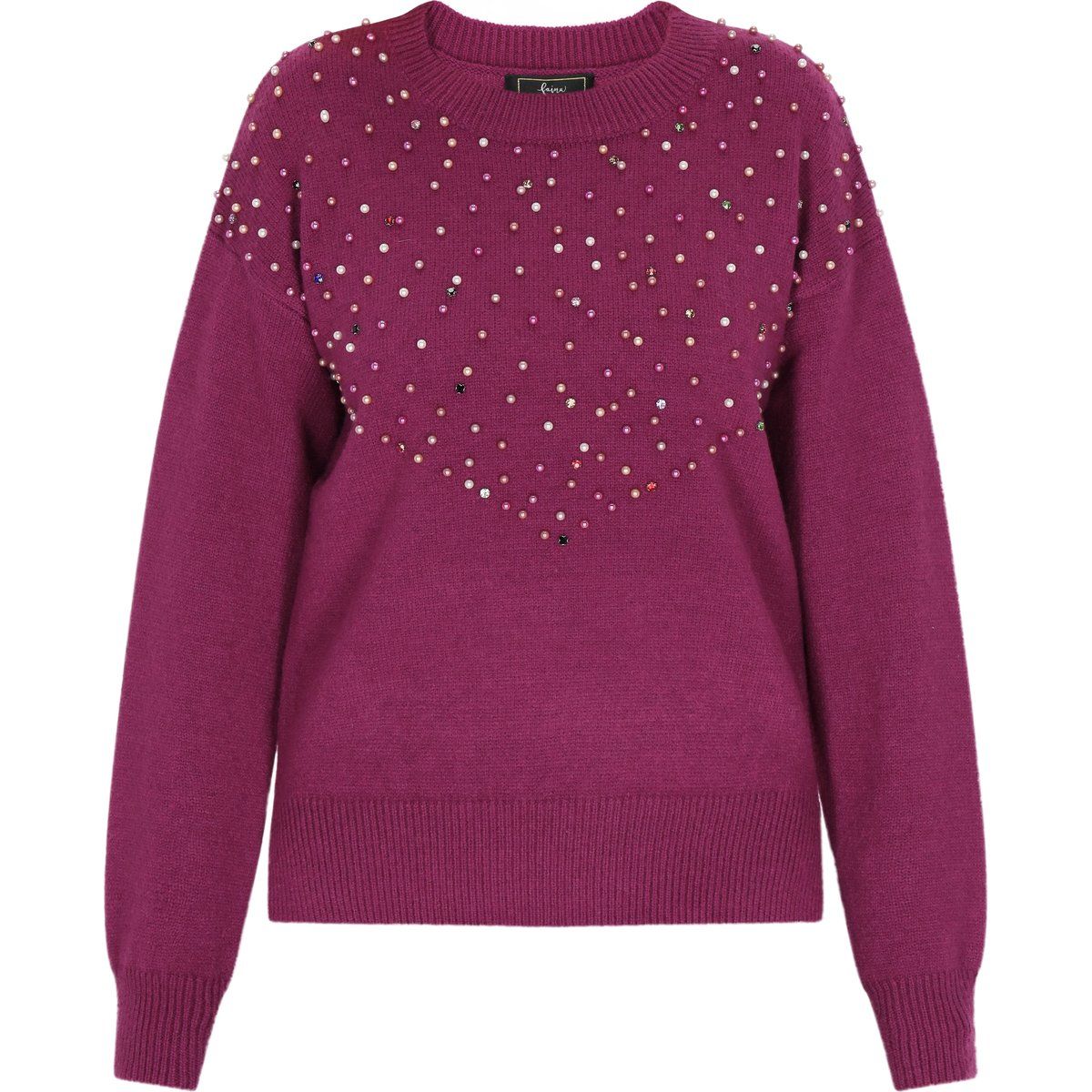 Strickpullover mit Rundhalsausschnitt und Perlen