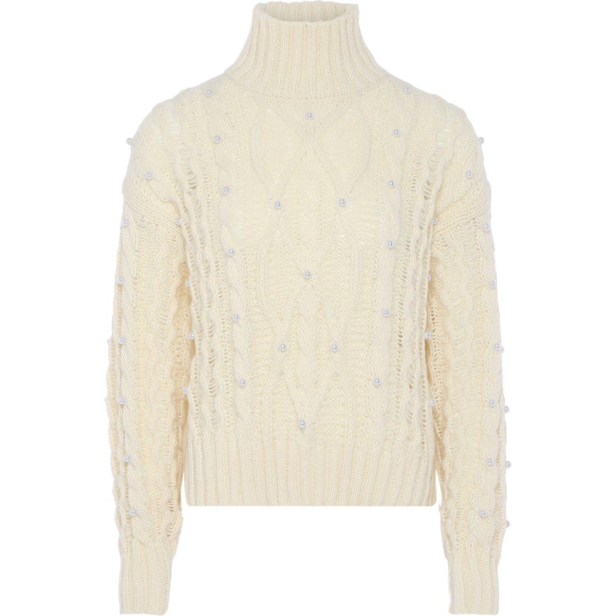 Faina Pullover mit Perlen Damen Wollweiß