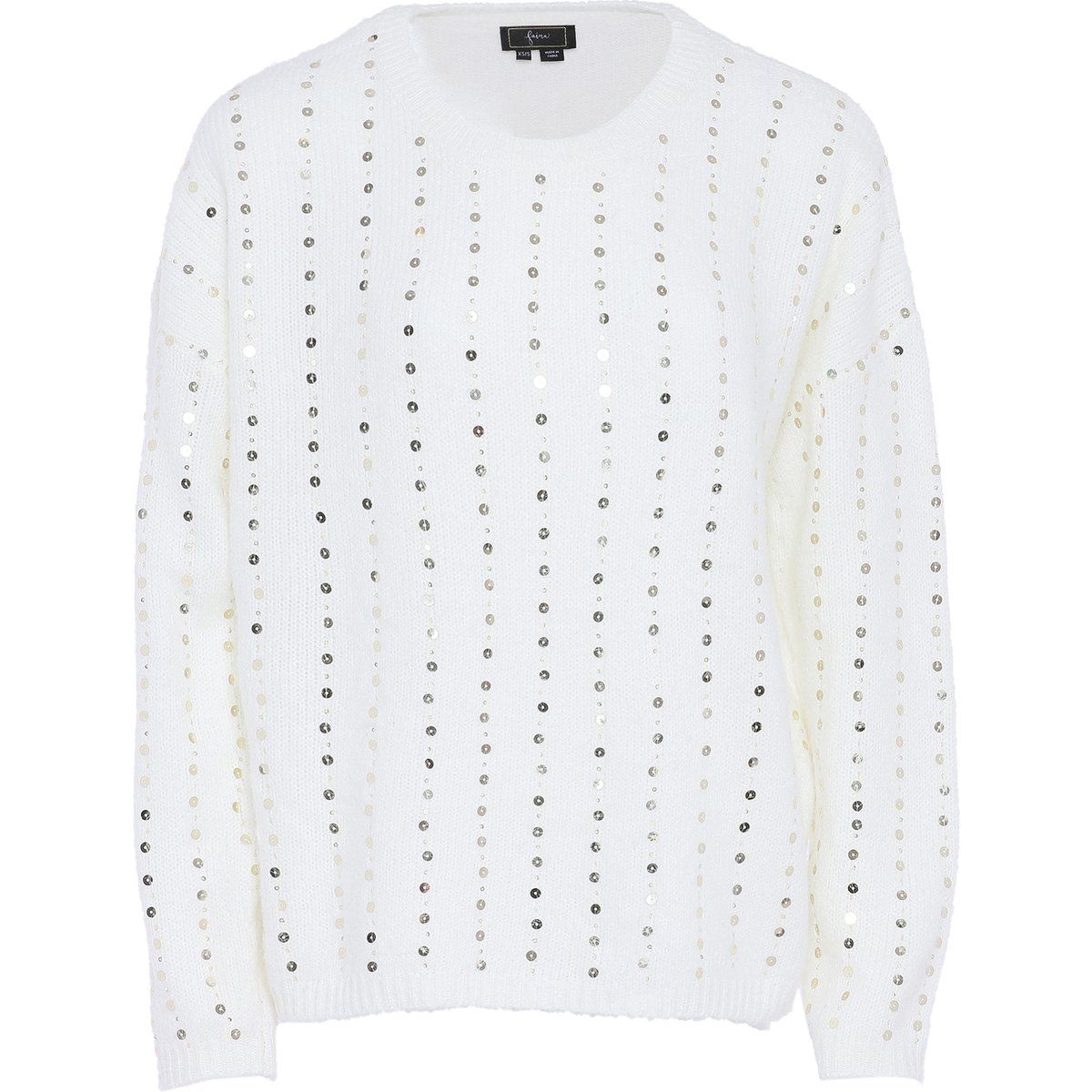 Faina Strickpullover mit Pailletten Damen Wollweiß