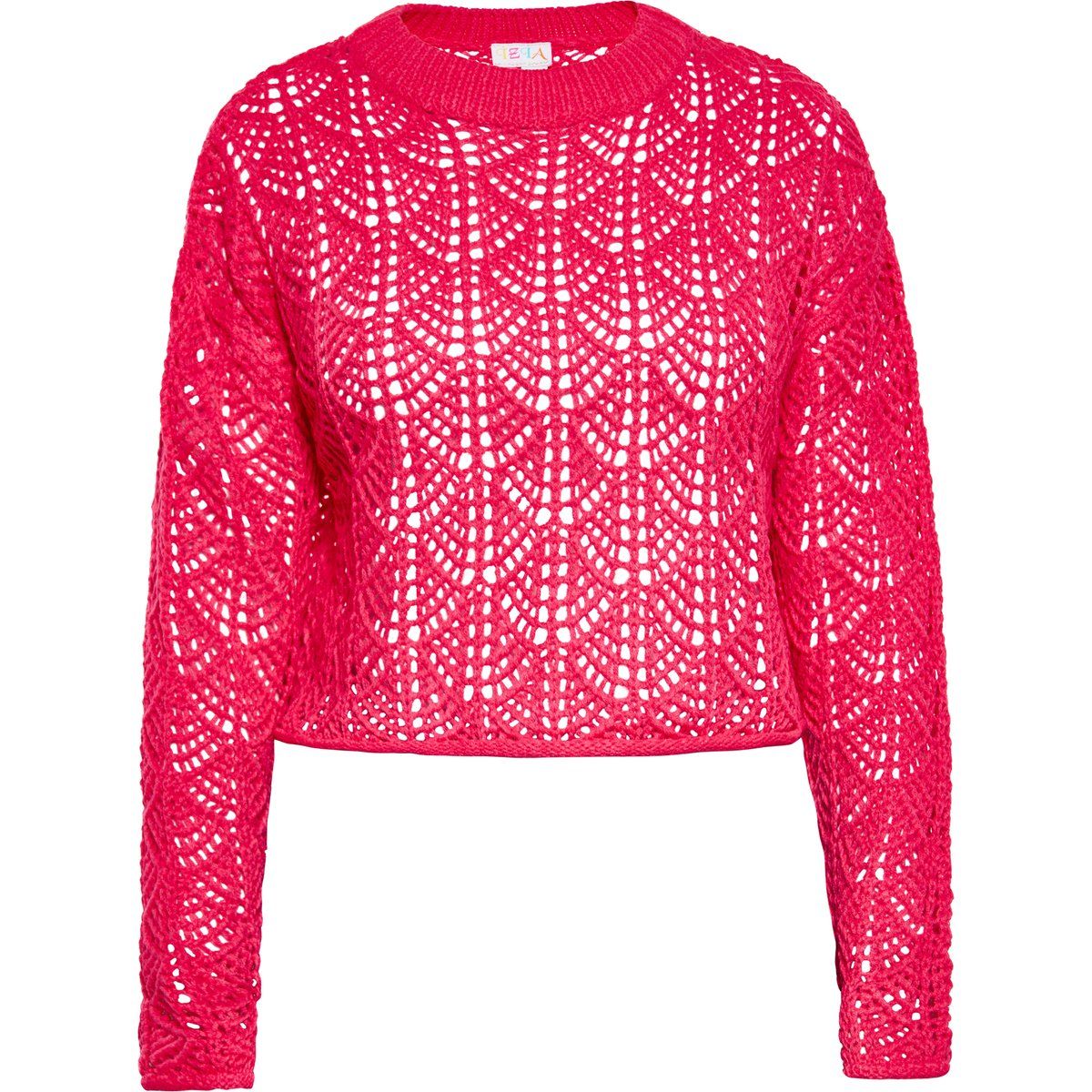 Kurzer Strickpullover mit Lochmuster