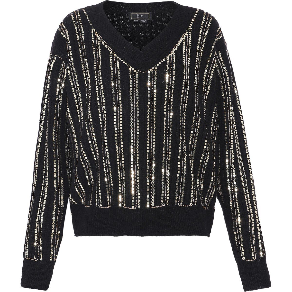 Strickpullover mit Pailletten und V-Ausschnitt