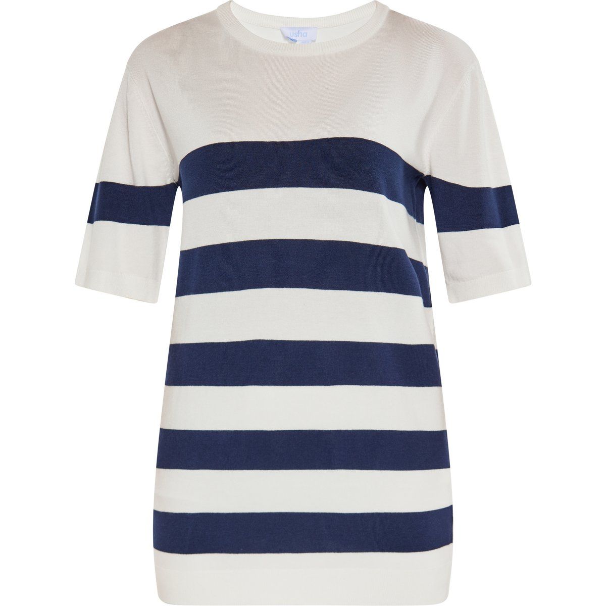 Gestreiftes Feinstrick Kurzarmshirt