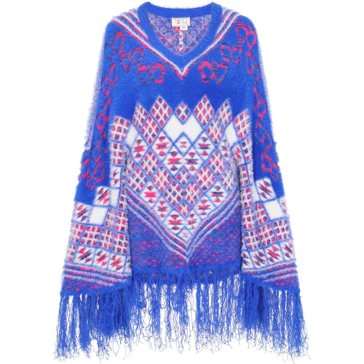 IZIA Poncho Frauen cremeweiß mehrfarbig