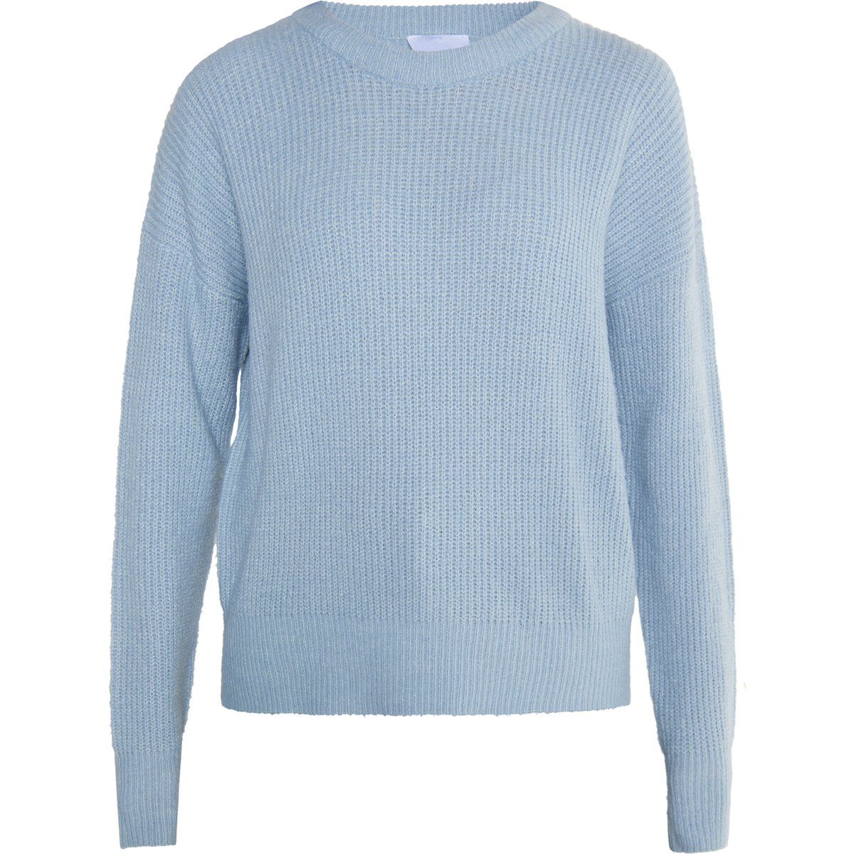 Gerippter Strickpullover mit Rundhalsausschnitt