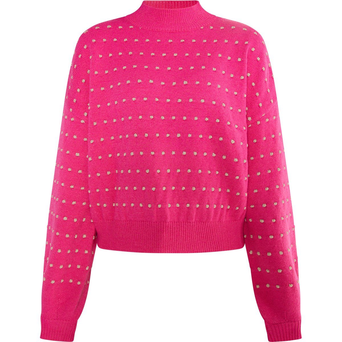 Strickpullover mit Stehkragen und Punktmuster