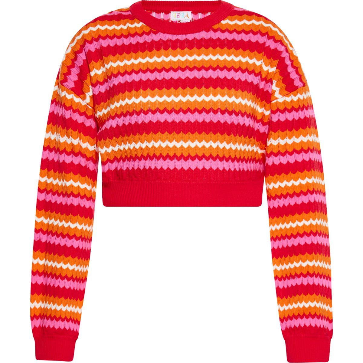 Gestreifter, kurzer Strickpullover