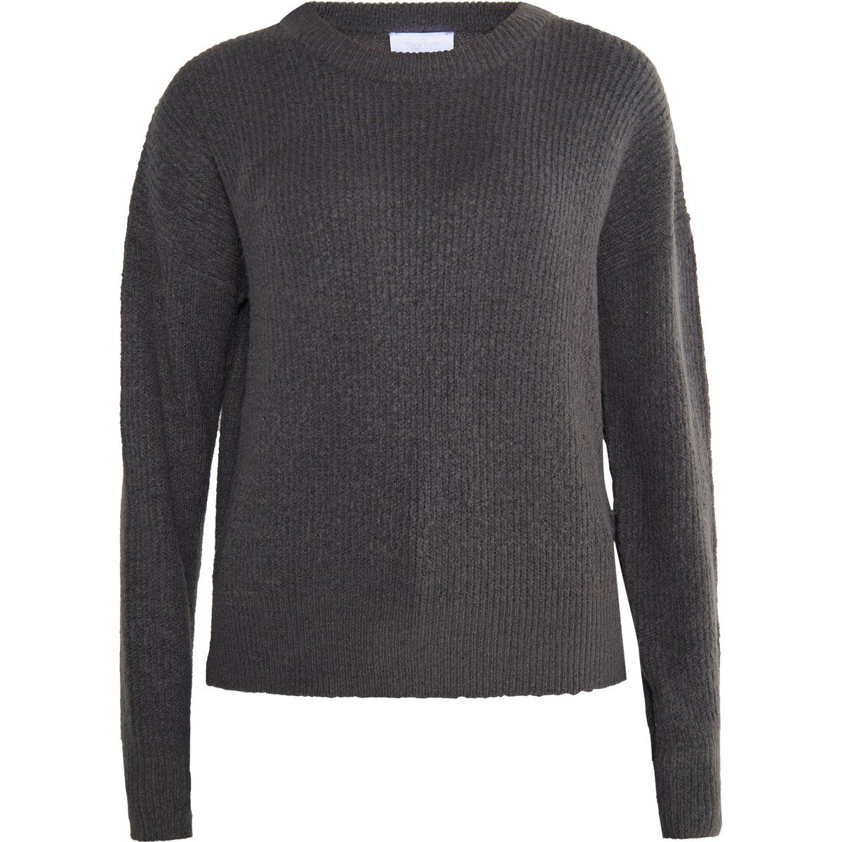 Klassischer gerippter Strickpullover mit Rundhalsausschnitt
