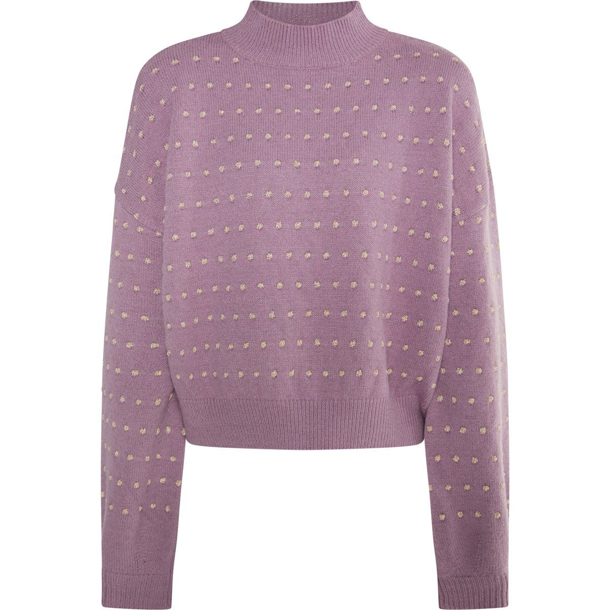 Pullover mit Metallic-Punkten und Rollkragen