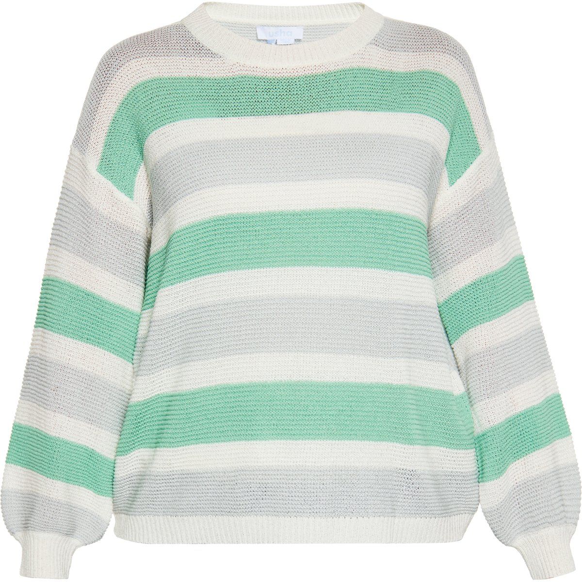 Gestreifter Strickpullover mit langen Ärmeln