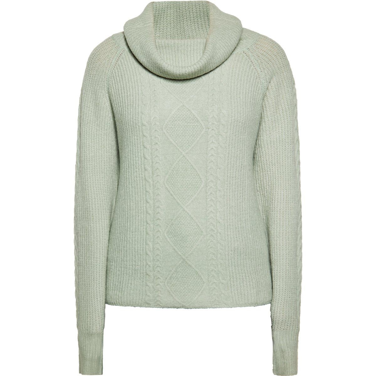 Strickpullover mit Wasserfallkragen und Zopfmuster