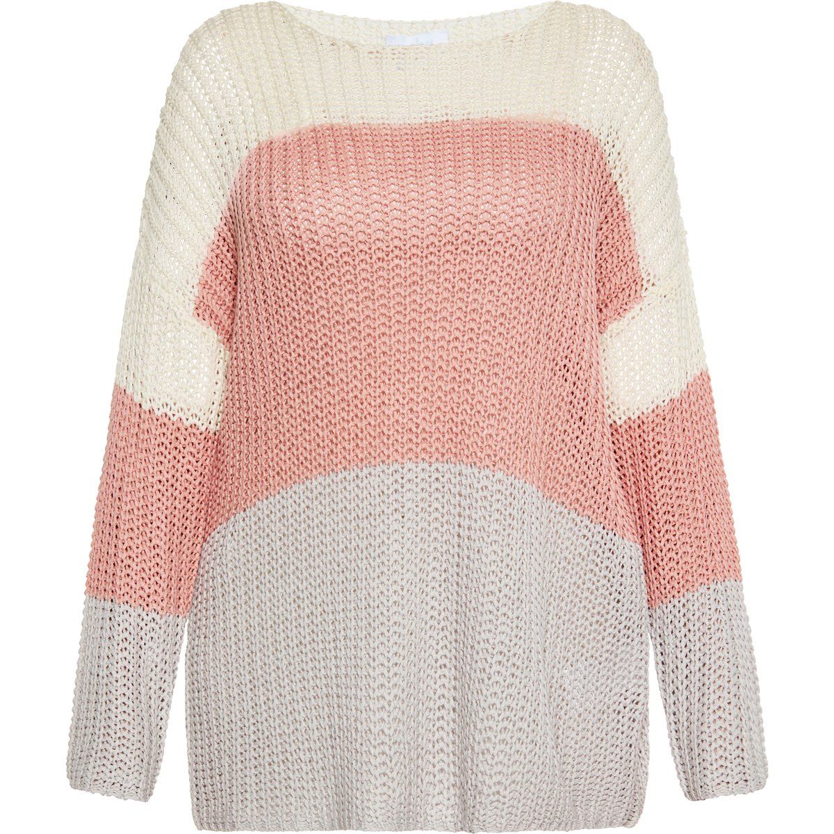 Farbblock-Strickpullover mit Streifen
