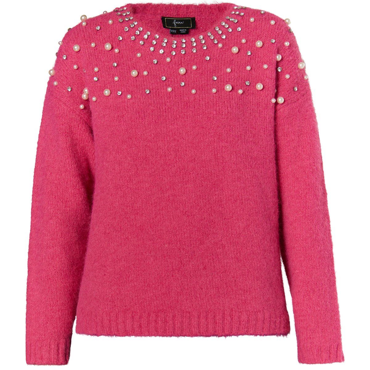 Strickpullover mit Mohair-Anteil und Schmuck