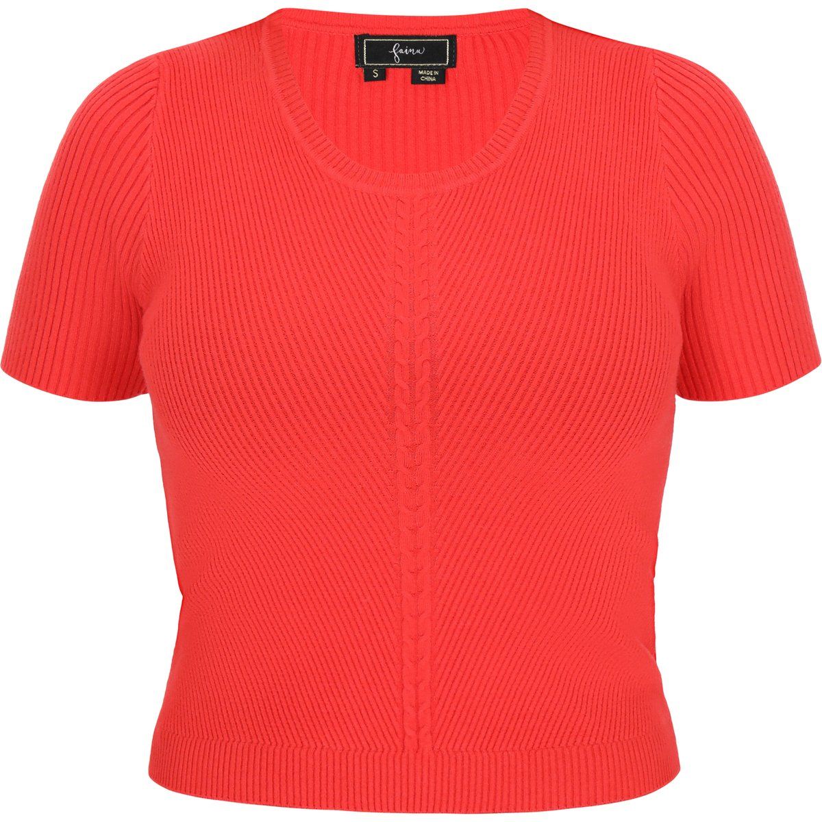 Kurzärmeliges Rippstrickoberteil
