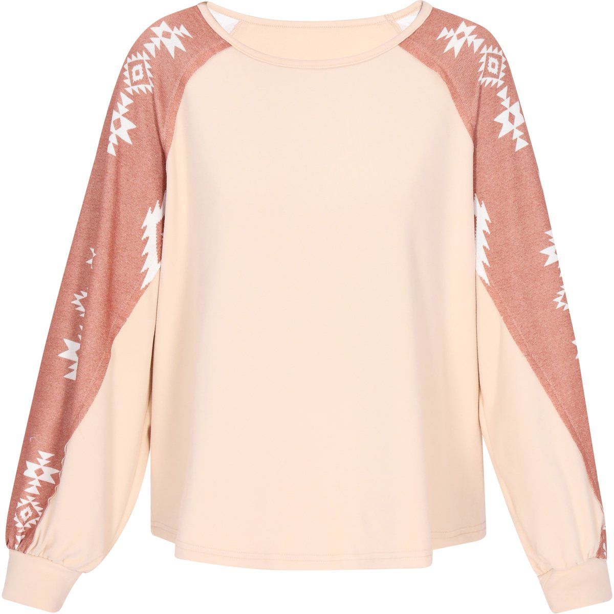 Boho Top mit aztekischem Raglanärmel-Print