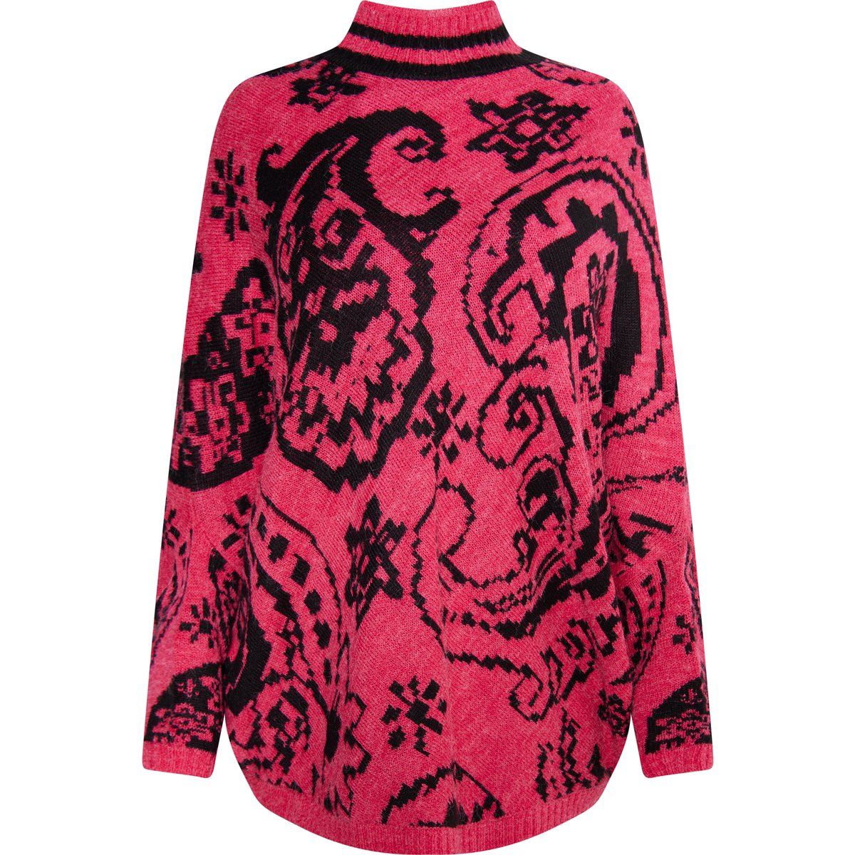 Lässiger Strickponcho mit Paisley-Muster