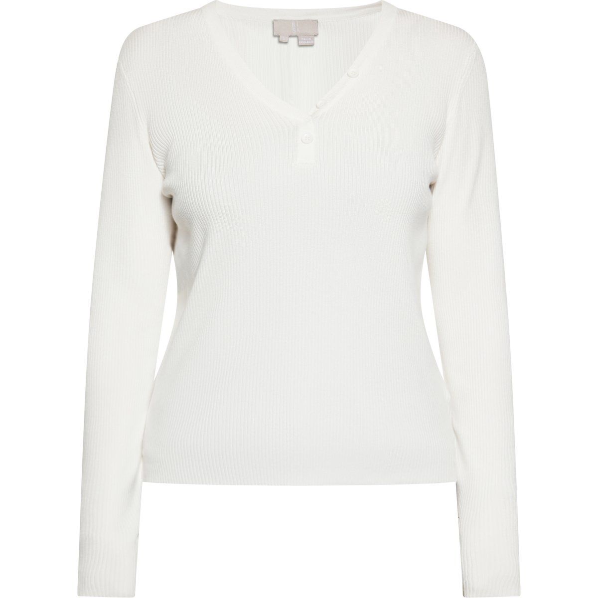 Langarm Henley Top in Rippstrick