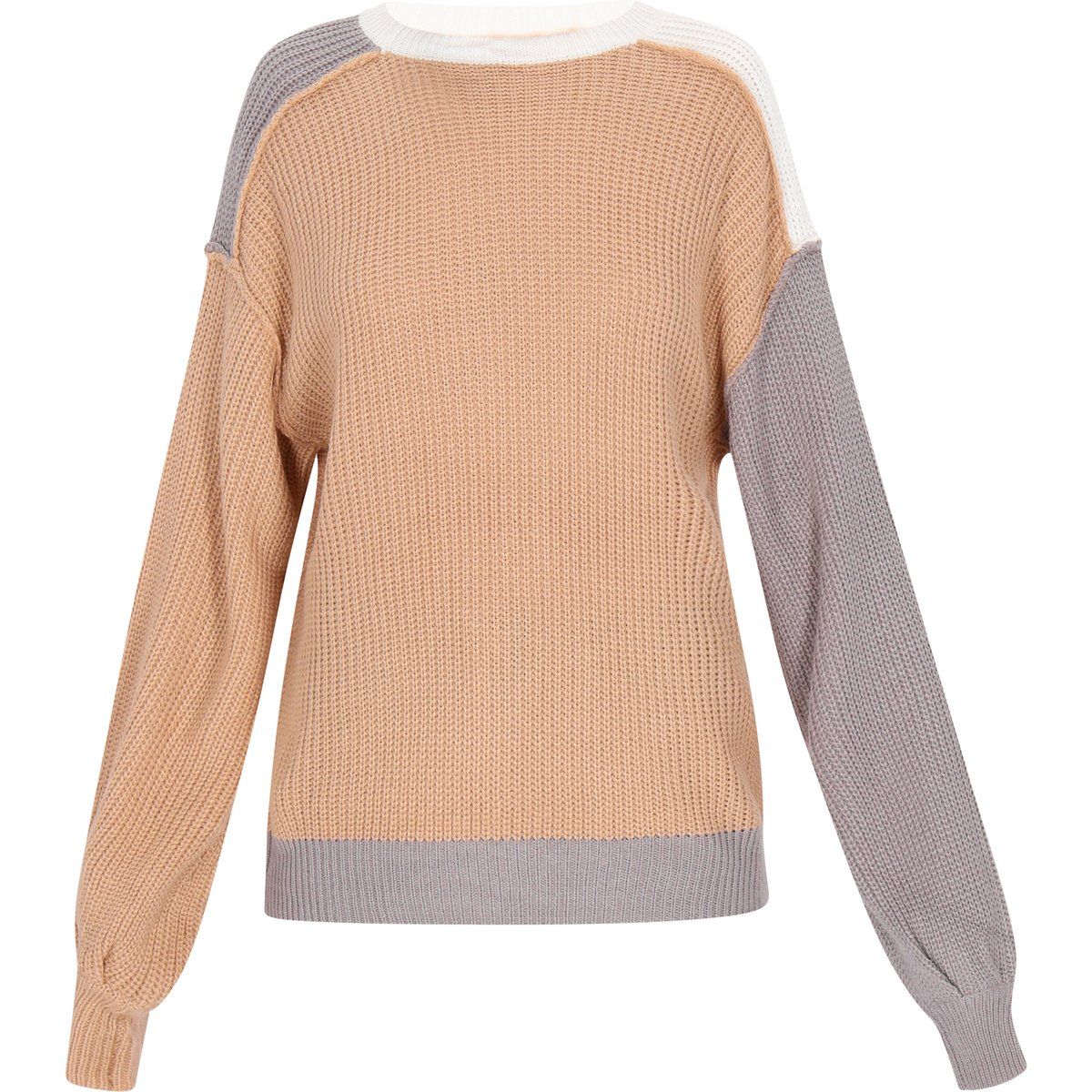 Farbblock-Strickpullover